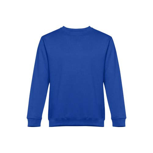 Sweatshirt adulto unissexo sem capuz na cor azul real.