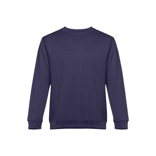 Sweatshirt adulto unissexo sem capuz na cor azul marinho.