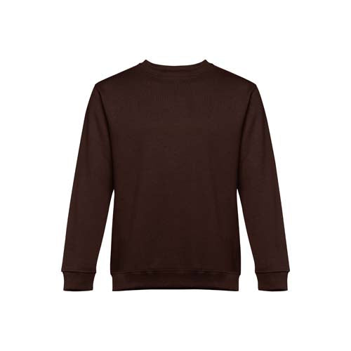 Sweatshirt adulto unissexo sem capuz na cor castanha.
