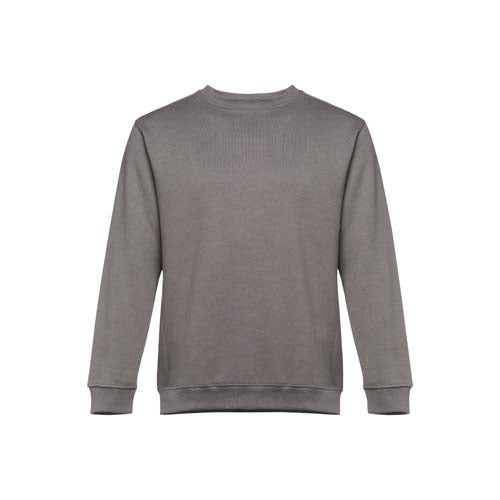 Sweatshirt adulto unissexo sem capuz na cor cinzenta.