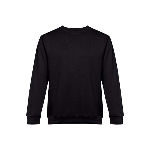 Sweatshirt adulto unissexo sem capuz na cor preta.