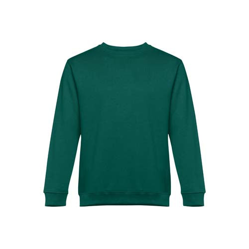 Sweatshirt adulto unissexo sem capuz na cor verde floresta.