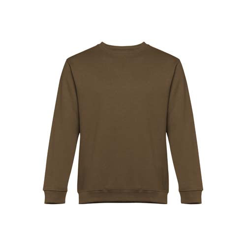 Sweatshirt adulto unissexo sem capuz na cor verde tropa.