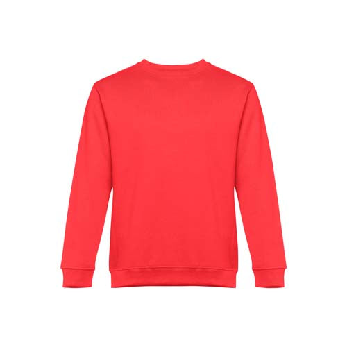 Sweatshirt adulto unissexo sem capuz na cor vermelha.