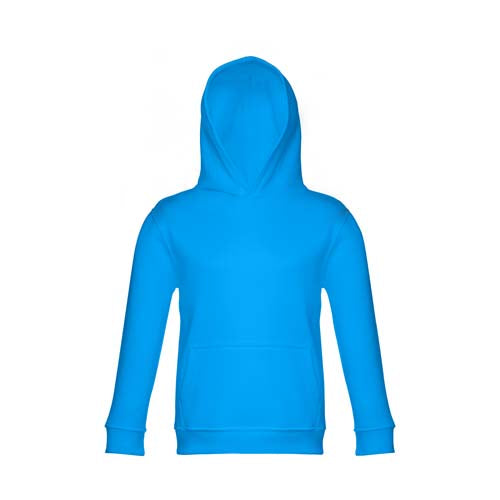 Sweatshirt criança com capuz na cor aqua.