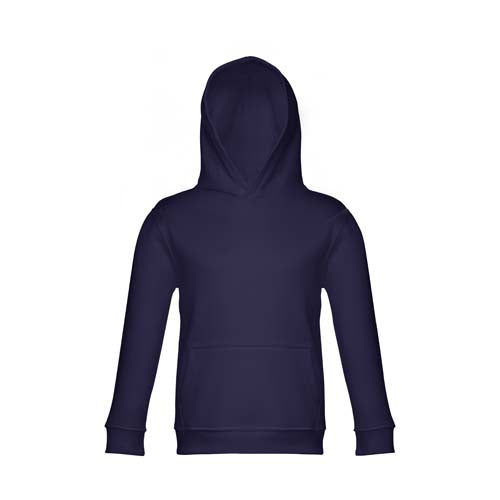 Sweatshirt criança com capuz na cor azul marinho.