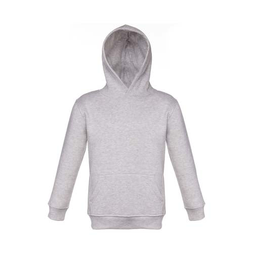 Sweatshirt criança com capuz na cor cinza matizado.