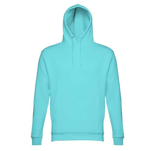 Sweatshirt adulto unissexo com capuz na cor caribe.