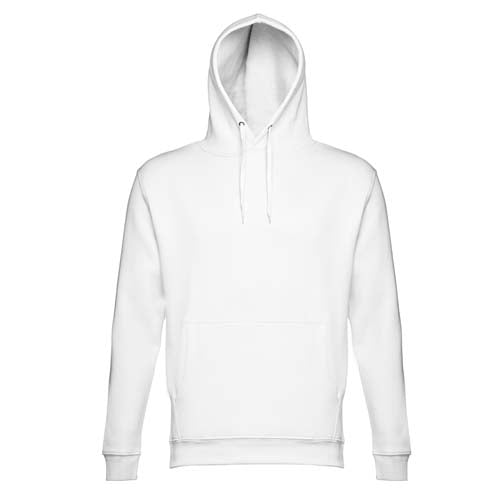Sweatshirt adulto unissexo com capuz na cor branca.