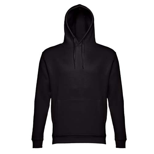 Sweatshirt adulto unissexo com capuz na cor preta.