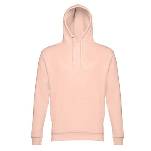 Sweatshirt adulto unissexo com capuz na cor salmão pastel.