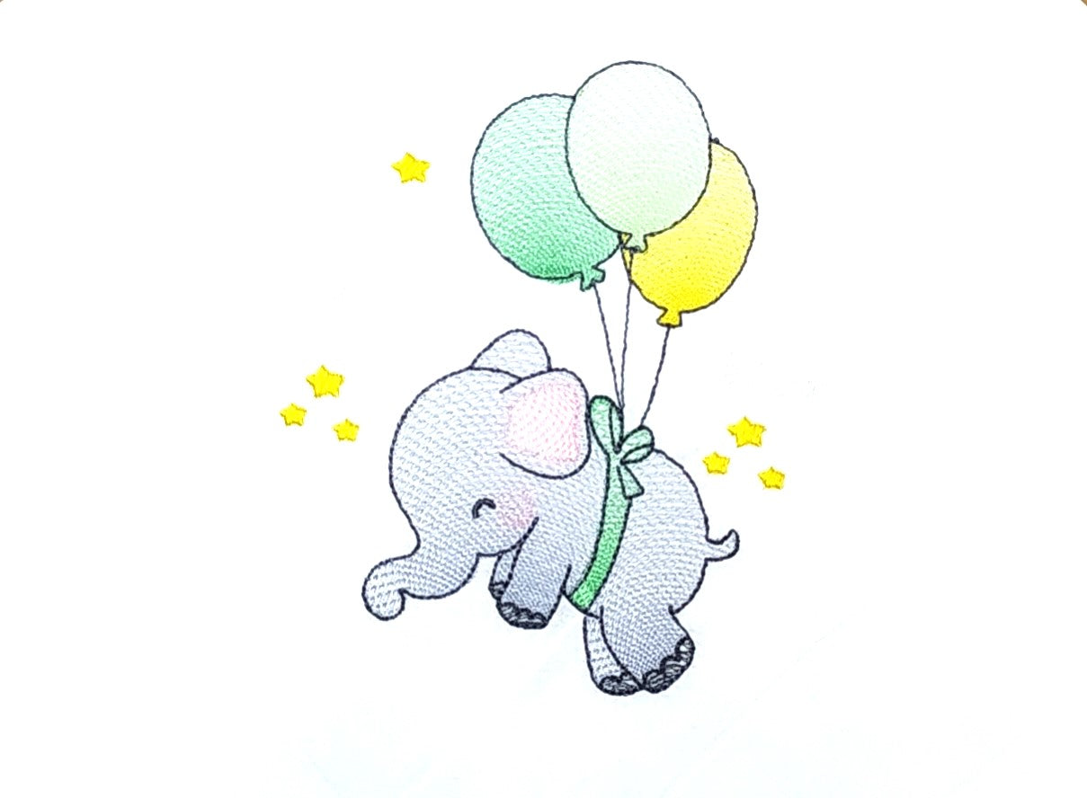 Fralda personalizada com elefante preso a balões