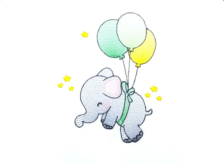 Fralda personalizada com elefante preso a balões
