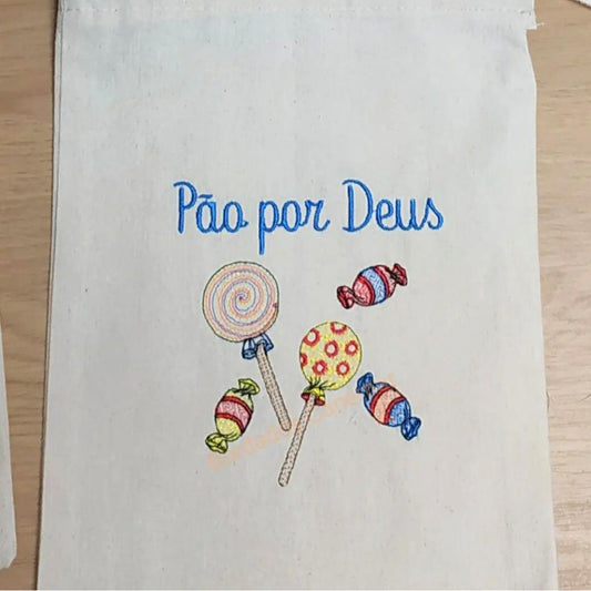SACA COM BORDADO "PÃO POR DEUS"