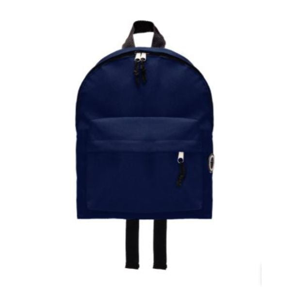 Mochila azul marinho.