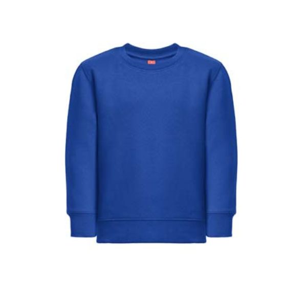 Sweatshirt para criança, sem capuz, na cor azul real.