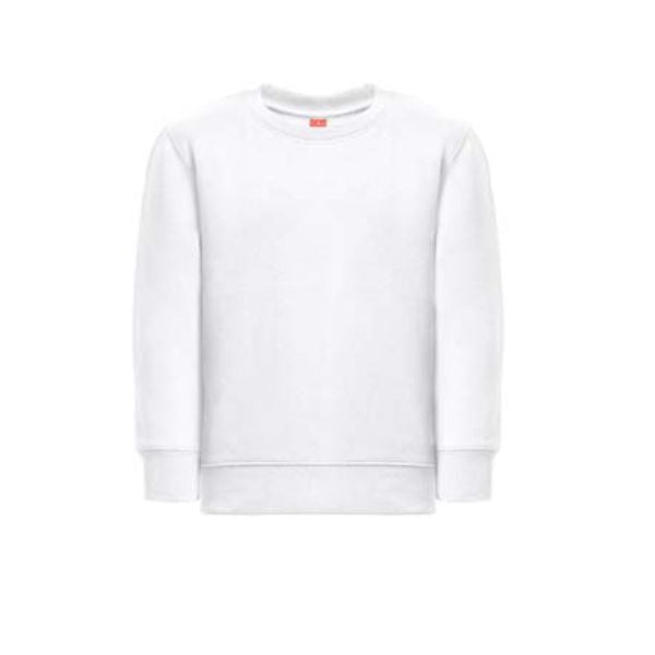 Sweatshirt para criança, sem capuz, na cor branca.