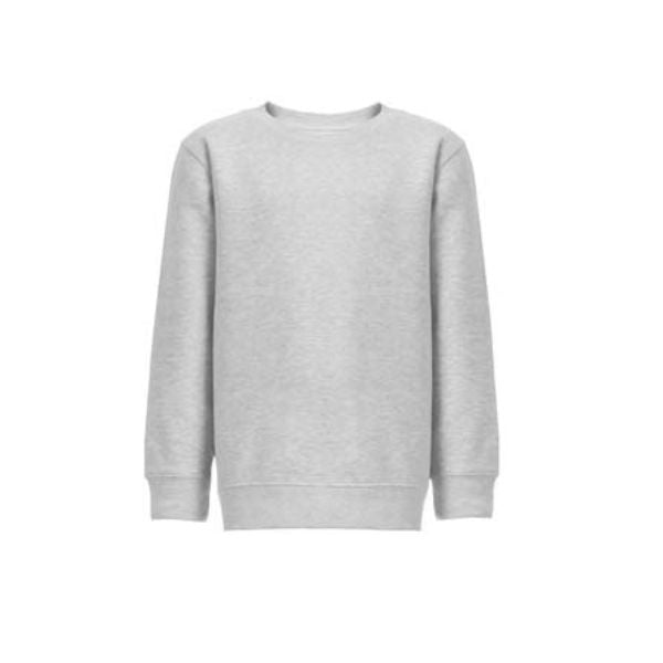 Sweatshirt para criança, sem capuz, na cor cinza matizado.