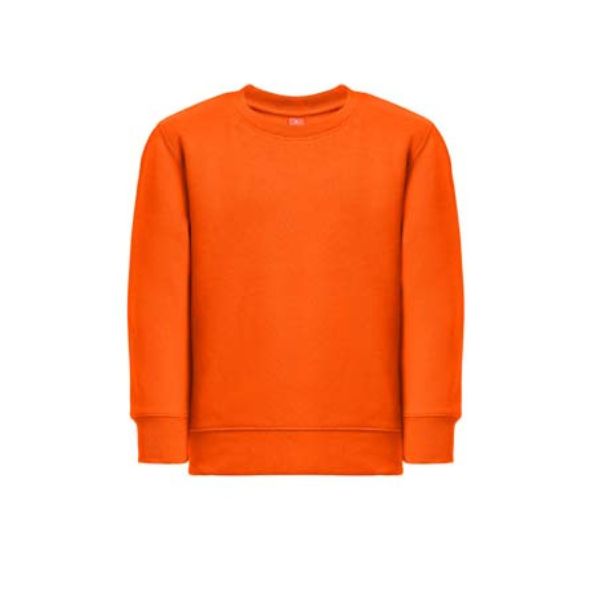 Sweatshirt para criança, sem capuz, na cor laranja.