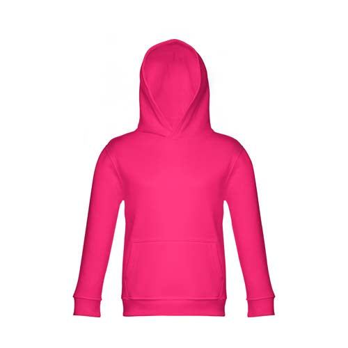 Sweatshirt criança com capuz na cor fuchsia.