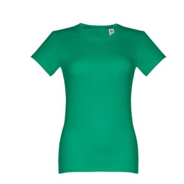 T-shirt senhora verde pasto onde pode ser feito o bordado "Perdizes".