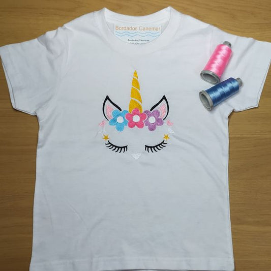 T-shirt de criança com bordado "Unicórnio".