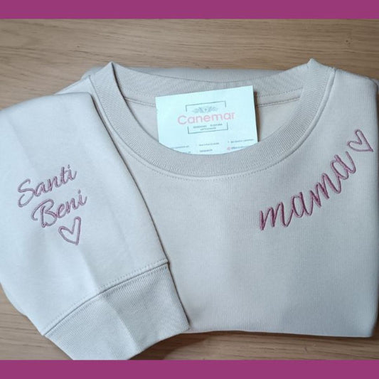 SWEATSHIRT COM BORDADO MAMA E NOMES-DIA DA MÃE